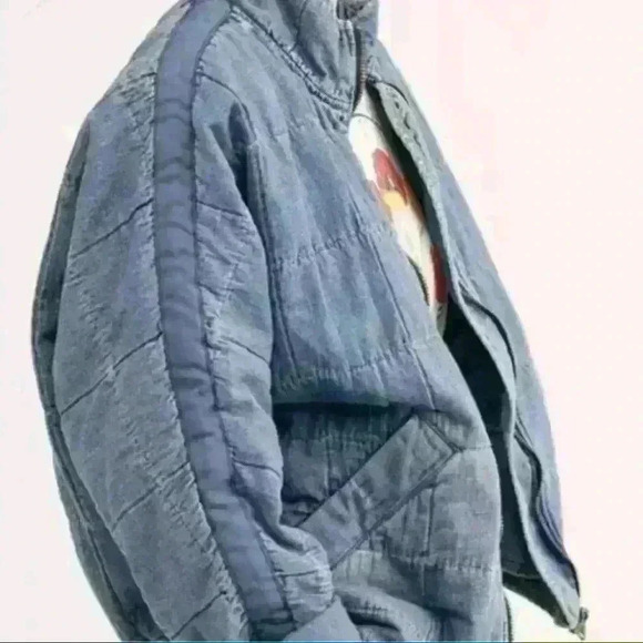 Free People Jackets & Blazers - Free People Womens Blue Dolman Quilted Knit Jacket In Windward Blue S